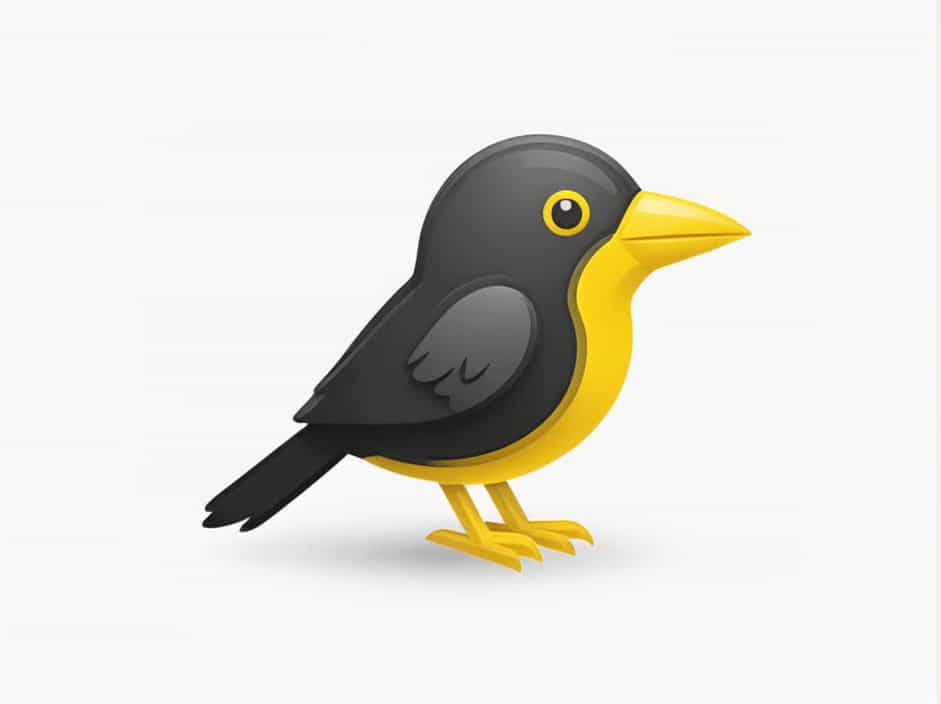 Small Black Bird With Yellow Beak